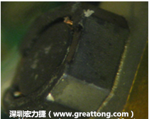 使用銀(Ag)鍍層的電源電感器(Power Inductors)，經(jīng)過推力測試后，零件端點(diǎn)上已經(jīng)看不到任何鍍層的痕跡了，所以其耐推力就比較小。