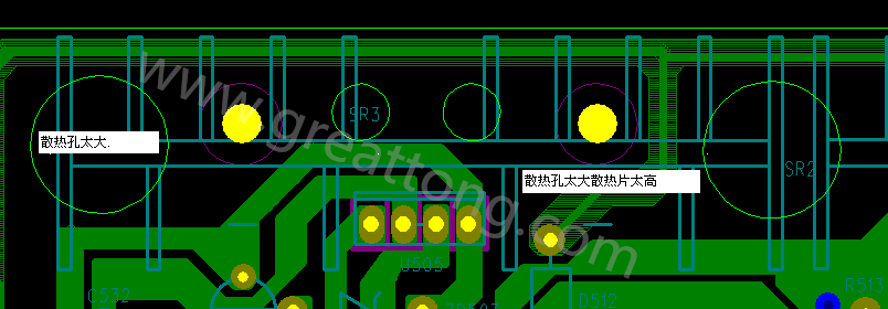 PCB設(shè)計(jì)中，散熱孔散熱片設(shè)計(jì)不當(dāng)，造成很多電源板斷裂