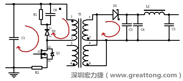 元件布局的時(shí)候，要優(yōu)先考慮高頻脈沖電流和大電流的環(huán)路面積，盡可能地減小,以抑制開關(guān)電源的輻射干擾