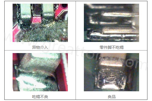 300X顯微鏡主要檢測(cè)這些PCBA加工問(wèn)題：異物介入、零件腳不吃錫、 吃錫不良。