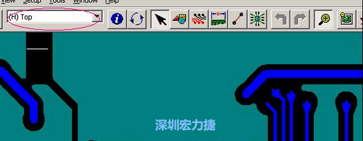 如果圖形像下圖一樣無法顯示鉆孔，只須圖（186）將紅色圈住的活動層改為當前顯示層即可。