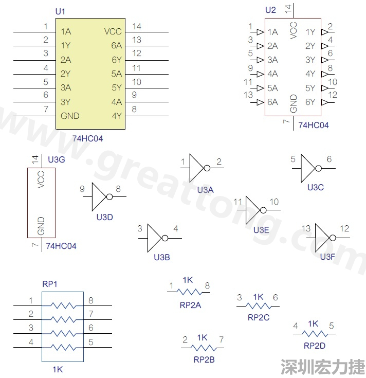 圖1 半導(dǎo)體元件供應(yīng)商所畫的電路圖符號是模擬元件的接腳圖，而非訊號流程。