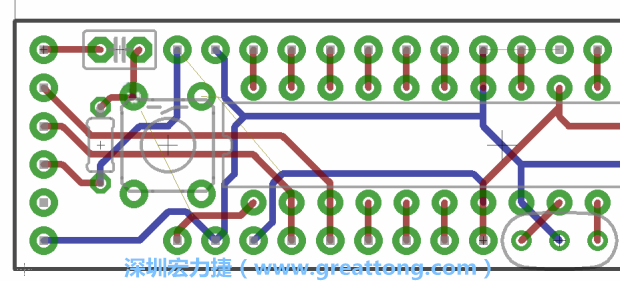 4.2. 然后在電路板的背面進(jìn)行布線。