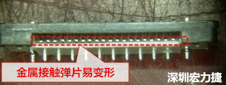 塑膠蓋子塞到connector內(nèi)側(cè)，加熱后金屬?gòu)椘菀拙植孔冃巍?